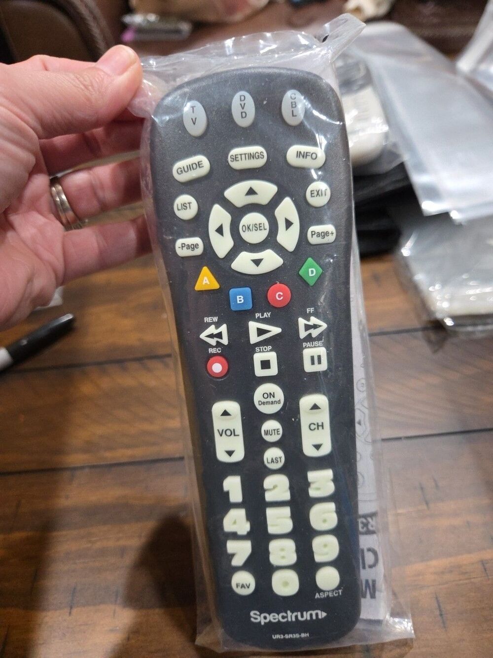 Universal Remote Control For TV UR3-SR3S-BH Raised Big Numbers Letters Black B18